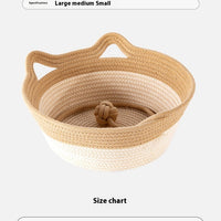HKM-365395 Coarse Linen Rattan Cat Nest Four Seasons Universal Bed Woven Cat Sleeping Mat