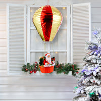 HKM-365459 Santa Claus Hot Air Balloon Christmas Ceiling Decoration, Vinyl and Velvet, 40x90 cm