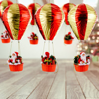 HKM-365459 Santa Claus Hot Air Balloon Christmas Ceiling Decoration, Vinyl and Velvet, 40x90 cm