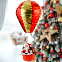 HKM-365459 Santa Claus Hot Air Balloon Christmas Ceiling Decoration, Vinyl and Velvet, 40x90 cm