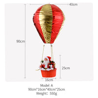 HKM-365459 Santa Claus Hot Air Balloon Christmas Ceiling Decoration, Vinyl and Velvet, 40x90 cm