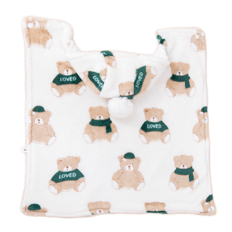 HKM-365523 Cappuccino Bear Cat Cloak Robe for Autumn and Winter - Cozy Blanket Style Pet Clothing