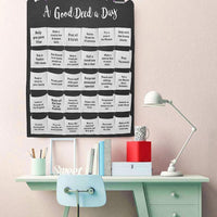 HKM-365523 Eid Mubarak Countdown Fabric Wall Calendar with Crescent Storage Bag - 40x40cm White Felt Design