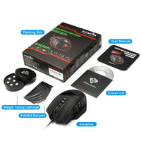 HKM-365523 High-Precision RGB Backlit Gaming Mouse with 18 Programmable Buttons and Adjustable Weights