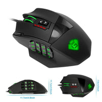 HKM-365523 High-Precision RGB Backlit Gaming Mouse with 18 Programmable Buttons and Adjustable Weights