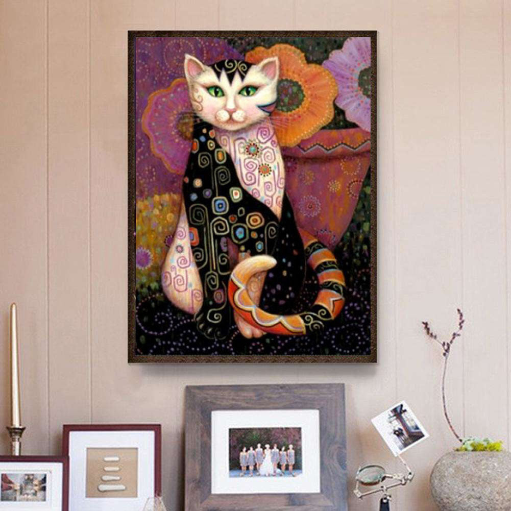 HKM-365779 Cat Diamond Painting Kit - 30x40 cm Full Drill Oil on Canvas Craft for Home Decoration