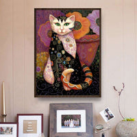 HKM-365779 Cat Diamond Painting Kit - 30x40 cm Full Drill Oil on Canvas Craft for Home Decoration