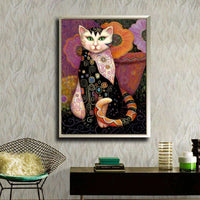 HKM-365779 Cat Diamond Painting Kit - 30x40 cm Full Drill Oil on Canvas Craft for Home Decoration