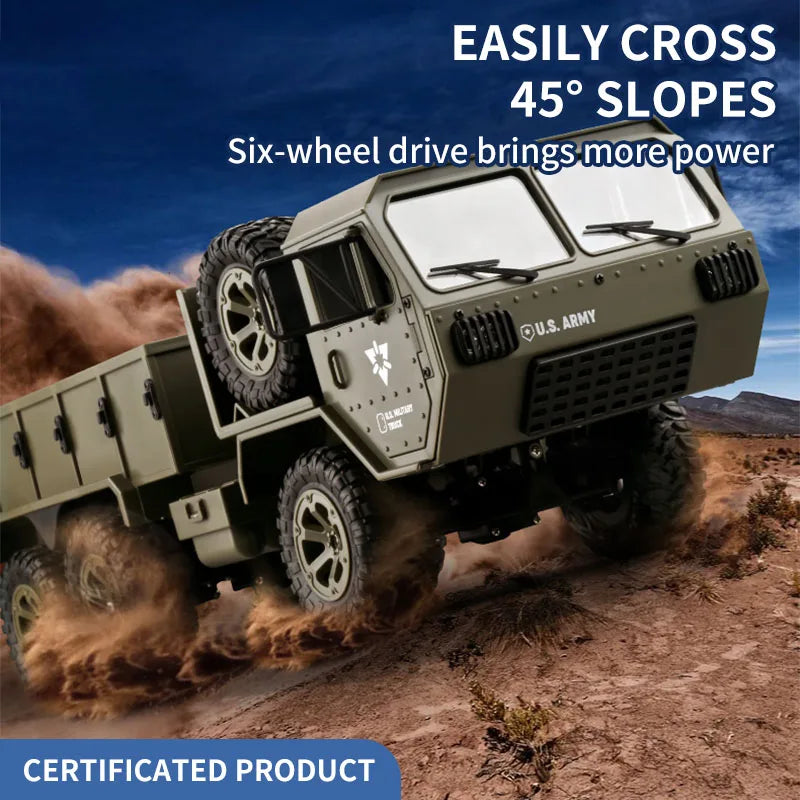 HKM-365843 1/16 Scale 6WD Remote Control Military Pickup Truck with Camera - Ready-to-Go Off-Road Vehicle for All Ages