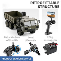HKM-365843 1/16 Scale 6WD Remote Control Military Pickup Truck with Camera - Ready-to-Go Off-Road Vehicle for All Ages