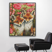 HKM-365843 Animal Series Cross Stitch Decorative Art - Eco-Friendly Cotton in White