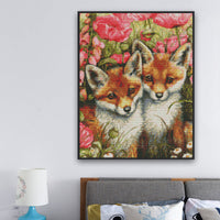 HKM-365843 Animal Series Cross Stitch Decorative Art - Eco-Friendly Cotton in White