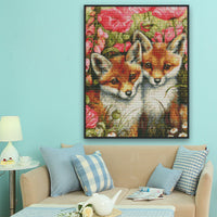 HKM-365843 Animal Series Cross Stitch Decorative Art - Eco-Friendly Cotton in White