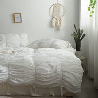 HKM-365843 Cotton Frill Four-Piece Bedding Set for Single and Double Beds