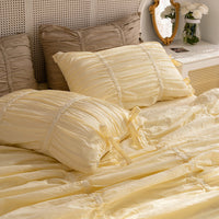 HKM-365843 Cotton Frill Four-Piece Bedding Set for Single and Double Beds