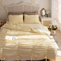 HKM-365843 Cotton Frill Four-Piece Bedding Set for Single and Double Beds