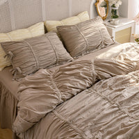 HKM-365843 Cotton Frill Four-Piece Bedding Set for Single and Double Beds