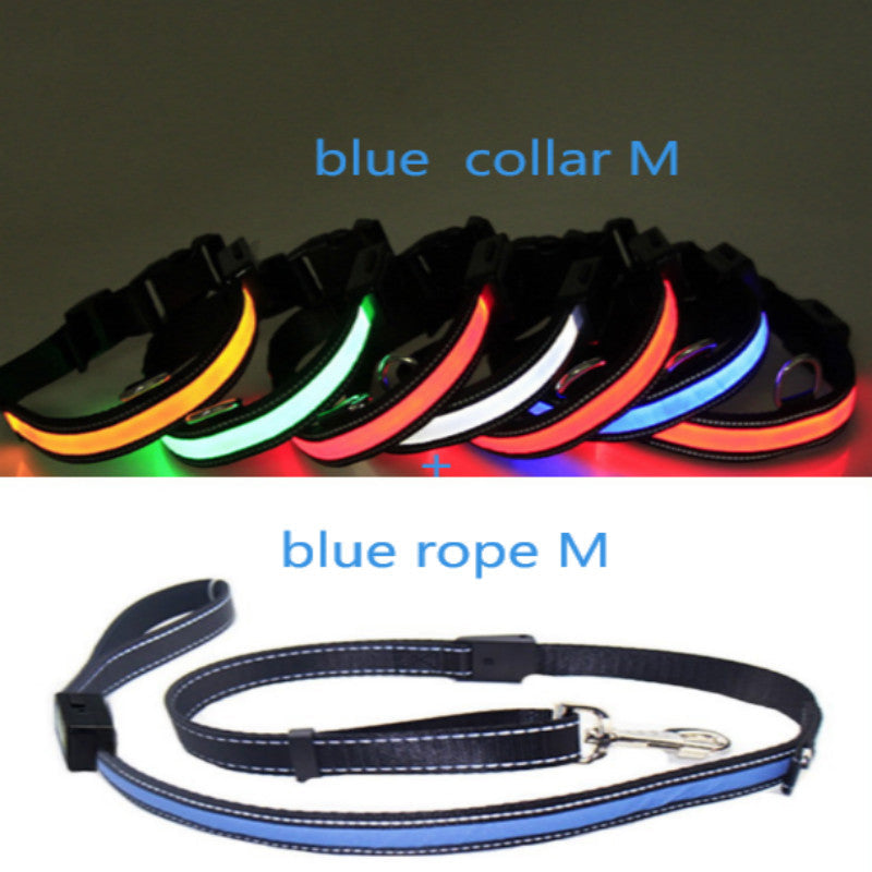 HKM-365843 Fluorescent Adjustable Dog Collar with Solar and USB Charging - 4-6 Hours Light Duration