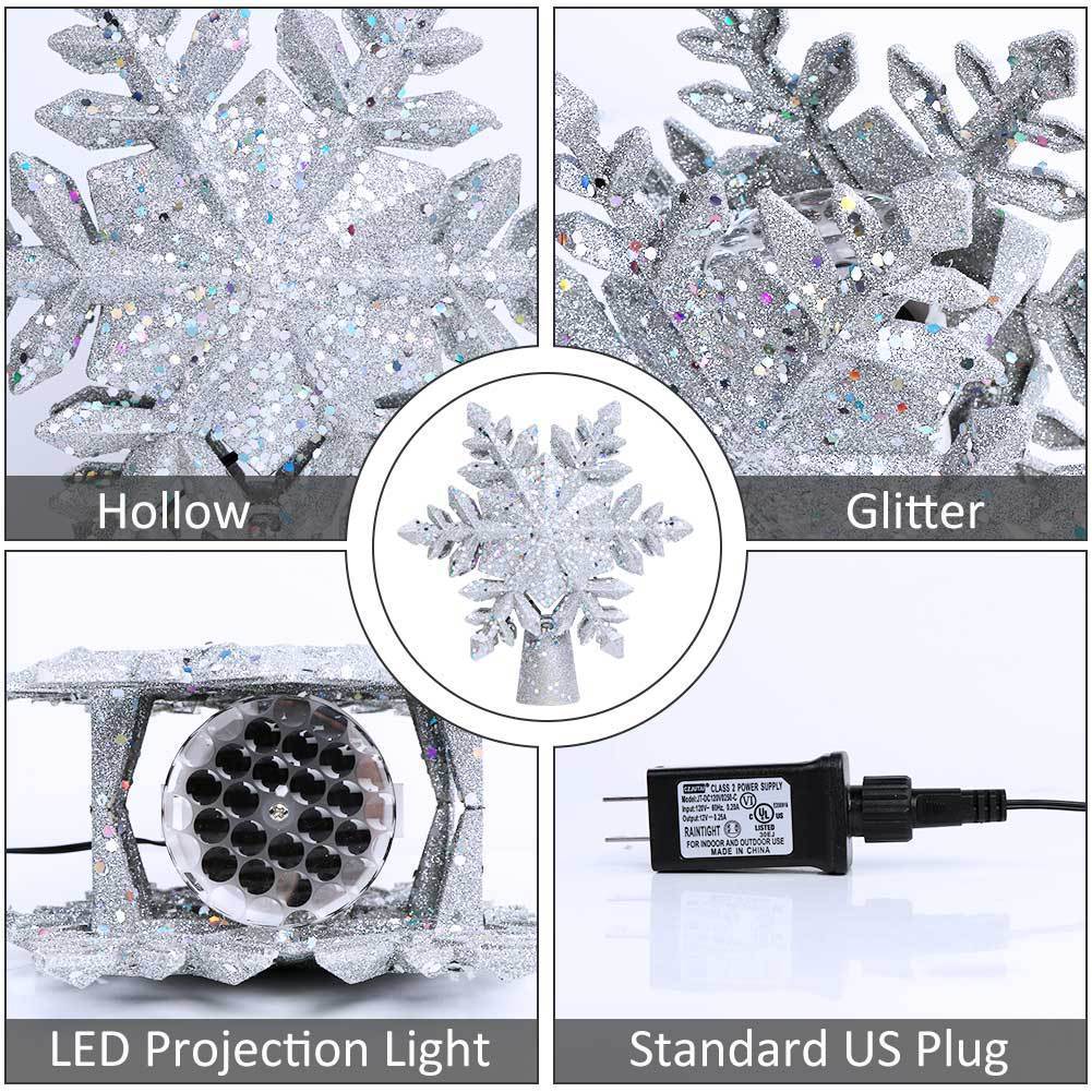 HKM-365971 Rotational Blizzard Five-Pointed Star Christmas Tree Top Projection Lamp