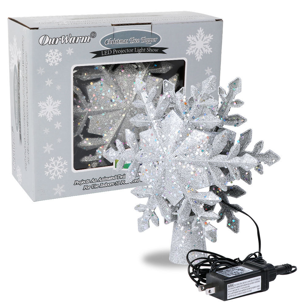 HKM-365971 Rotational Blizzard Five-Pointed Star Christmas Tree Top Projection Lamp
