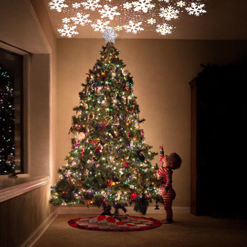 HKM-365971 Rotational Blizzard Five-Pointed Star Christmas Tree Top Projection Lamp