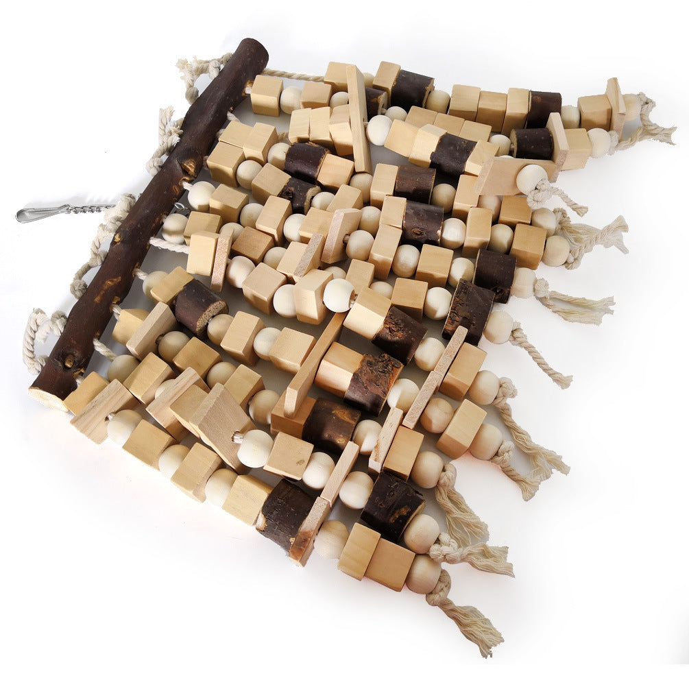 HKM-366099 Colorful Multi-Size Parrot Bite Toy for Small Pets - Wood and Synthetic Materials