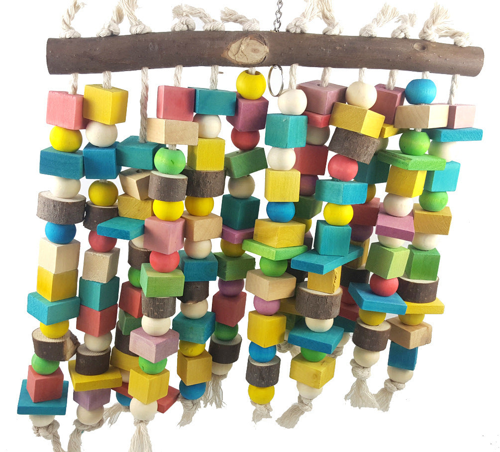 HKM-366099 Colorful Multi-Size Parrot Bite Toy for Small Pets - Wood and Synthetic Materials