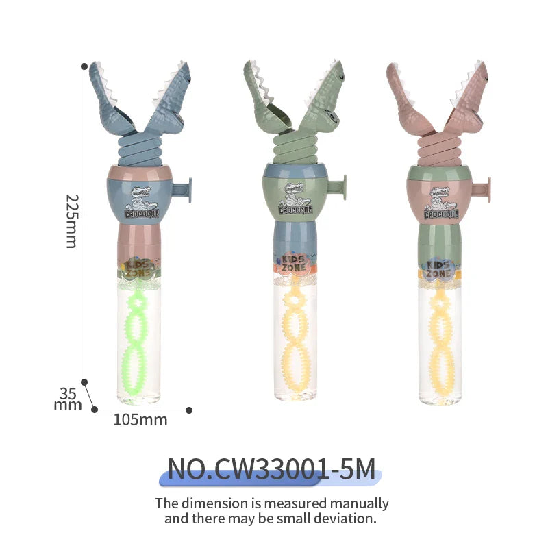 KTX-366099 Crocodile Shape Mini Telescopic Bubble Wand with Bubble Water for Kids