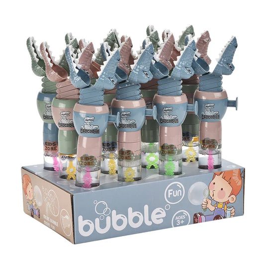 KTX-366099 Crocodile Shape Mini Telescopic Bubble Wand with Bubble Water for Kids