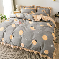 HKM-366163 Princess Style Heart Pattern Four-Piece Bed Sheet and Duvet Cover Set for 1.2m, 1.5m, and 1.8m Beds