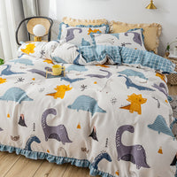 HKM-366163 Princess Style Heart Pattern Four-Piece Bed Sheet and Duvet Cover Set for 1.2m, 1.5m, and 1.8m Beds