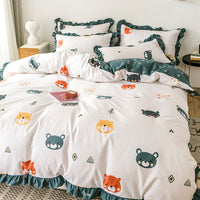 HKM-366163 Princess Style Heart Pattern Four-Piece Bed Sheet and Duvet Cover Set for 1.2m, 1.5m, and 1.8m Beds