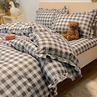 HKM-366163 Princess Style Heart Pattern Four-Piece Bed Sheet and Duvet Cover Set for 1.2m, 1.5m, and 1.8m Beds