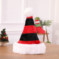 HKM-366611 Double-layer Plush Christmas Hat for Unisex - Red and Black, Red and Green, Red and White Options