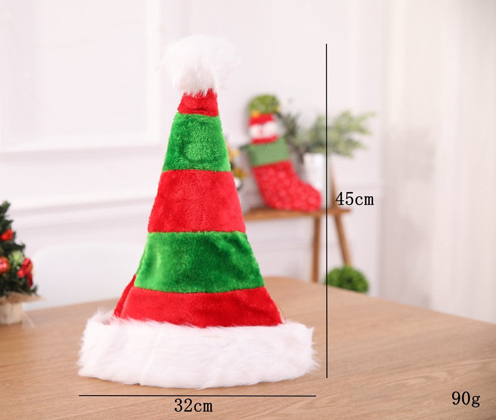 HKM-366611 Double-layer Plush Christmas Hat for Unisex - Red and Black, Red and Green, Red and White Options