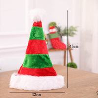 HKM-366611 Double-layer Plush Christmas Hat for Unisex - Red and Black, Red and Green, Red and White Options