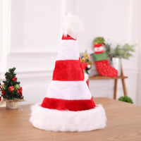 HKM-366611 Double-layer Plush Christmas Hat for Unisex - Red and Black, Red and Green, Red and White Options