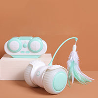 HKM-366611 USB Charging Cat Remote Control Feather Smart Electric Balance Car Funny Cat Toy Electronic Pet Cat Toy Smart Cat Teaser Playing