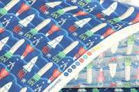 HKM-366803 Nordic Style Rocket Print Cotton Fabric for Handmade DIY Projects - 45cm x 110cm
