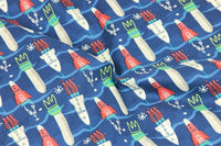 HKM-366803 Nordic Style Rocket Print Cotton Fabric for Handmade DIY Projects - 45cm x 110cm