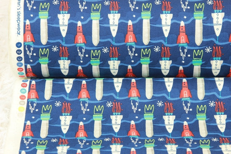HKM-366803 Nordic Style Rocket Print Cotton Fabric for Handmade DIY Projects - 45cm x 110cm