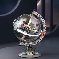 HKM-366803 Transparent Space-Themed Globe Building Block Set for Kids, 50 Pieces, Creative DIY Construction Toy