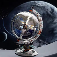 HKM-366803 Transparent Space-Themed Globe Building Block Set for Kids, 50 Pieces, Creative DIY Construction Toy