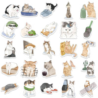 HKM-366867 Cute Cat Watercolor Stickers Set - 53 Cartoon Designs for Laptops, Luggage, and More