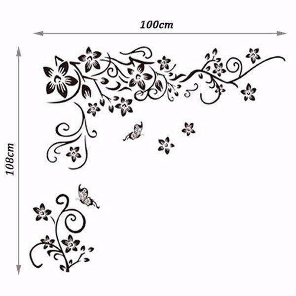 HKM-366931 Floral PVC Wall Sticker Mural Decal - 50x70cm OPP Packaging