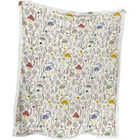HKM-366995 Cozy Lamb Wool Sherpa Fleece Blanket in Tree Leaf Mushroom Design – Perfect for Couch, Office, and Camping