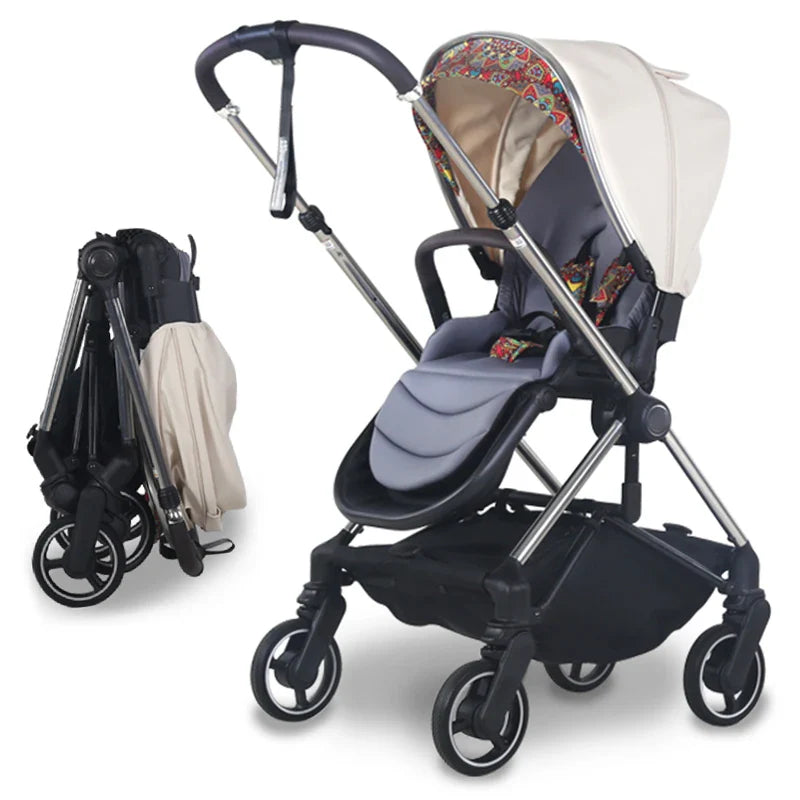 KTX-367187 Folding Baby Stroller with Aluminium Frame and 360-Degree Wheels for Newborns - Two-Way Carriage