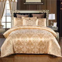 HKM-367315 European Style Satin Jacquard Quilt Cover Set with Pillowcase in Various Colors and Sizes