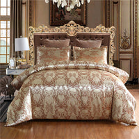 HKM-367315 European Style Satin Jacquard Quilt Cover Set with Pillowcase in Various Colors and Sizes
