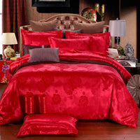 HKM-367315 European Style Satin Jacquard Quilt Cover Set with Pillowcase in Various Colors and Sizes